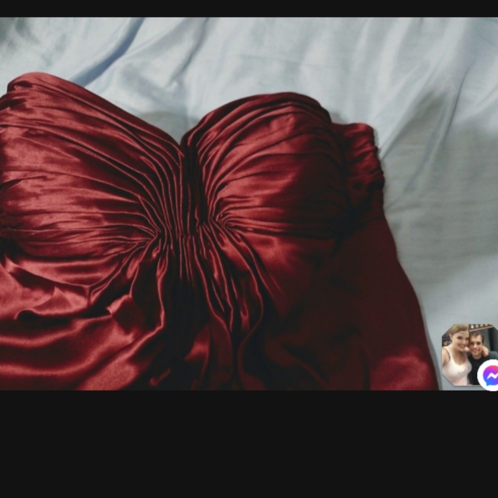 Like New Beautiful Ruby Colored Strapless Long Dr… - image 3